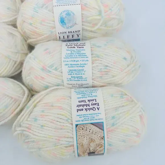 7 Vintage Lion Brand Baby Jiffy Quick & Easy Mohair Look Yarn CORAL GABLES SPOT - Picture 12 of 13